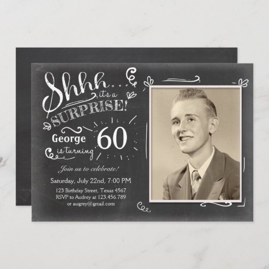 Chalkboard Rustica Einladung (Vorne/Hinten)