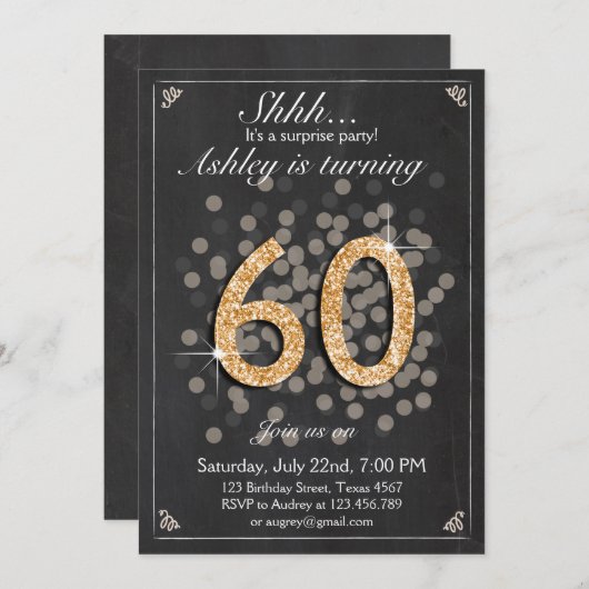 Chalkboard Rustica Einladung (Vorne/Hinten)