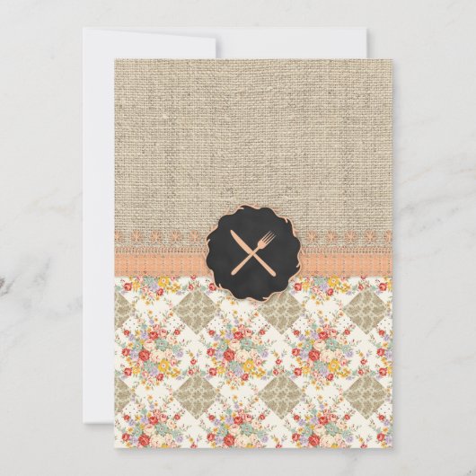 Chalkboard Rustikales Country Friendsgiving Burlap Einladung (Rückseite)