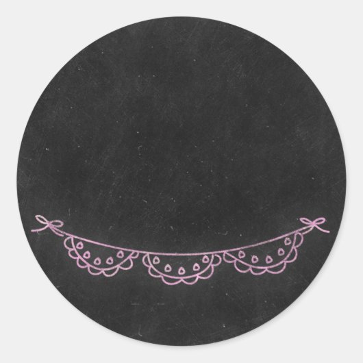 Chalkboard Rustikales Shabby Chic Pink Chalk Bunti Runder Aufkleber (Vorderseite)