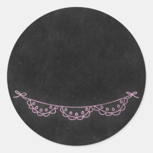 Chalkboard Rustikales Shabby Chic Pink Chalk Bunti Runder Aufkleber