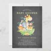 Chalkboard Safari Animals Kinderdusche Einladungen (Vorderseite)