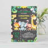 Chalkboard Safari Jungle Animals Baby Dusche Einladung (Stehend Vorderseite)
