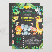 Chalkboard Safari Jungle Animals Baby Dusche Einladung (Vorne/Hinten)