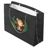 Chalkboard Safari Jungle Baby Dusche Geschenktasch Große Geschenktüte (Rückseite Schrägansicht)