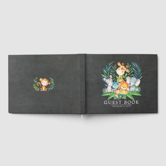Chalkboard Safari Jungle Baby Showbook Gästebuch (Voll)