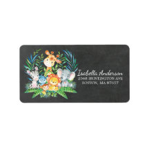 Chalkboard Safari Jungle Babydusche Etikett