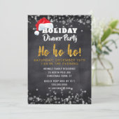 Chalkboard Santa Holiday Dinner Party Einladung (Stehend Vorderseite)