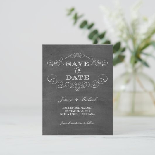 Chalkboard Save the Date (Stehend Vorderseite)