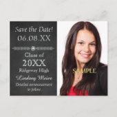 Chalkboard Save the Date Abschluss Ankündigung Postkarte (Vorderseite)