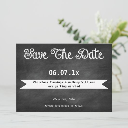 Chalkboard Save the Date Einladung (Stehend Vorderseite)
