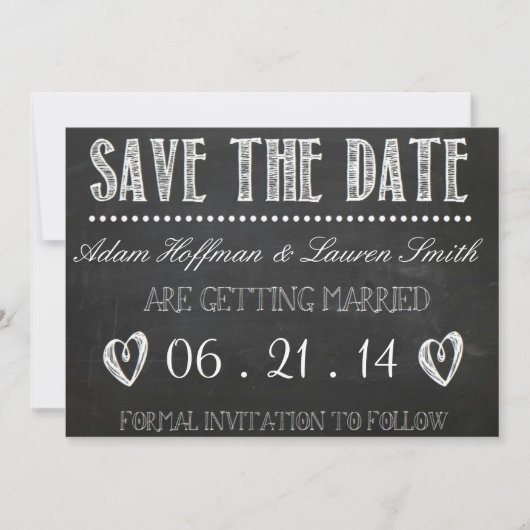 Chalkboard Save the Date Einladung (Vorderseite)