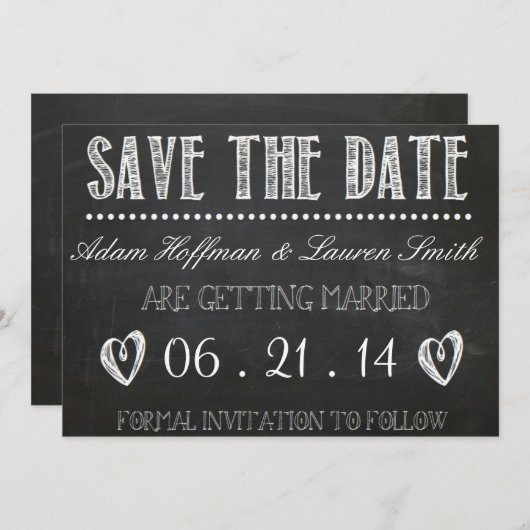 Chalkboard Save the Date Einladung (Vorne/Hinten)