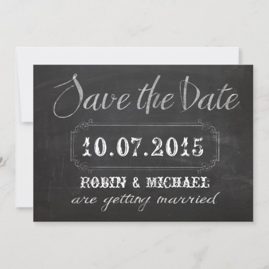 Chalkboard Save the Date Einladung (Vorderseite)