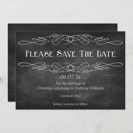 Chalkboard Save the Date Einladung (2) (Vorne/Hinten)