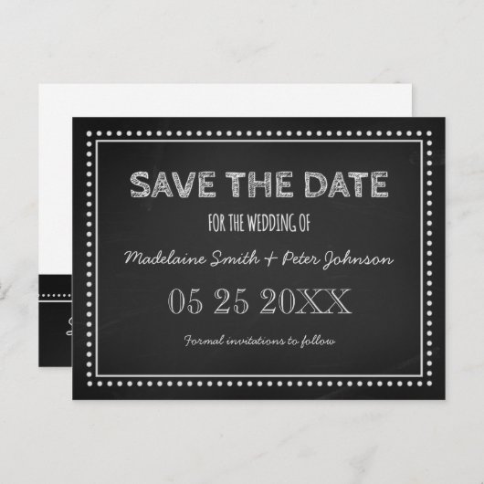Chalkboard Save the Date Hochzeitkarten Ankündigungspostkarte (Vorne/Hinten)