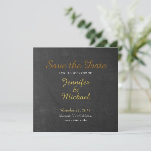 Chalkboard Save the Date Hochzeitshandschrift (Stehend Vorderseite)