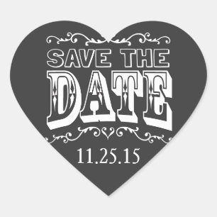 Chalkboard Save the Date Hochzeitsticker Herz-Aufkleber