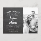 Chalkboard Save the Date Postkarte (Vorderseite)