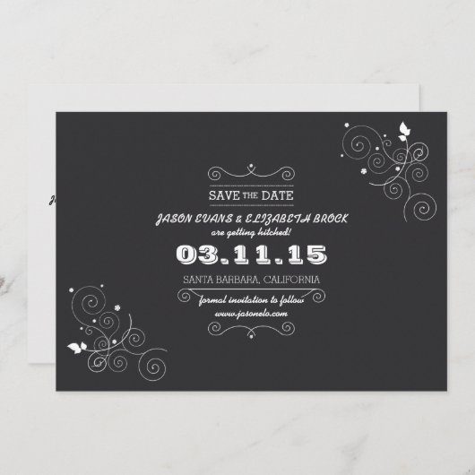 Chalkboard Save the Date Postkarte (Vorne/Hinten)