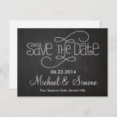 Chalkboard Save the Date Postkarte (Vorne/Hinten)