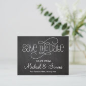 Chalkboard Save the Date Postkarte (Stehend Vorderseite)