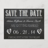 Chalkboard Save the Date Postkarte (Vorderseite)