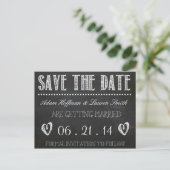Chalkboard Save the Date Postkarte (Stehend Vorderseite)