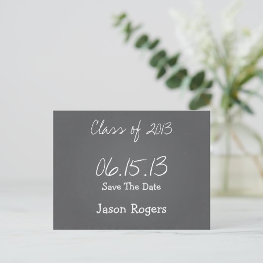 Chalkboard Save the Date Postkarte (Stehend Vorderseite)