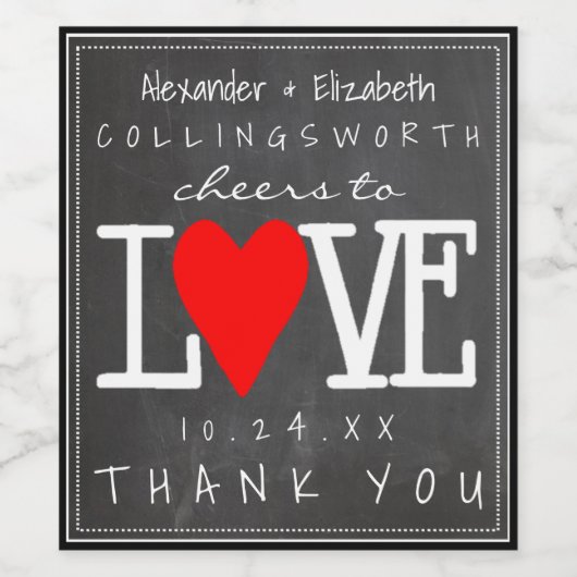 Chalkboard schauen auf Liebe Weinflaschen Etikett (Einzelnes Label)