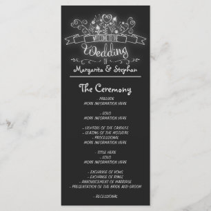 Chalkboard-Schnörkel handgeschriebene Hochzeitspro Programm