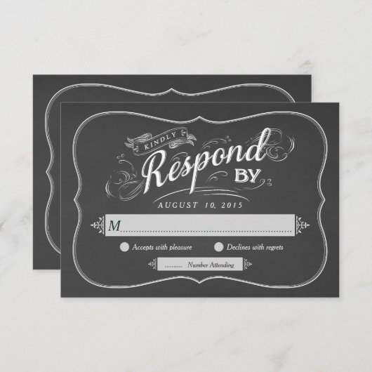 Chalkboard Script Art UAWG Wedding Antwort Einladung (Vorne/Hinten)
