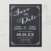 Chalkboard Script Modern Typografy Save the Date Ankündigungspostkarte (Vorderseite)