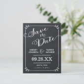 Chalkboard Script Modern Typografy Save the Date Ankündigungspostkarte (Stehend Vorderseite)
