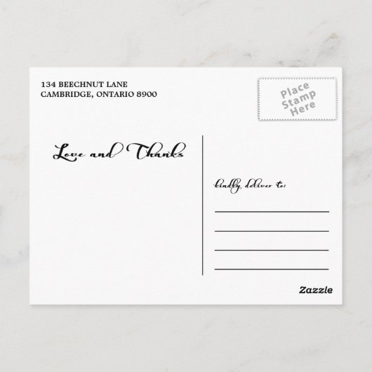 Chalkboard Script Wedding Danke Postcard Postkarte (Rückseite)