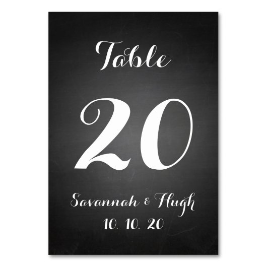 Chalkboard Script Wedding Tischnummer Card (Rückseite)