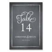 Chalkboard Script White Table Card Tischnummer (Vorderseite)