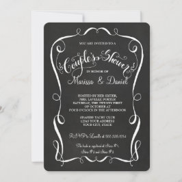 Chalkboard Scroll Couples Duschkalligrafie Einladung