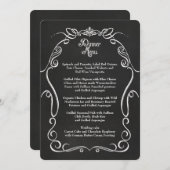 Chalkboard Scroll Typografy Formales Dinner Menü Menükarte (Vorne/Hinten)