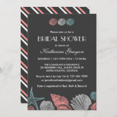 Chalkboard Seashells Einladung zur Hochzeit am Str (Vorne/Hinten)