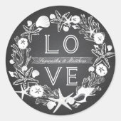 Chalkboard Seashells LIEBE Sticker (Vorderseite)
