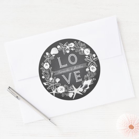 Chalkboard Seashells LIEBE Sticker (Umschlag)