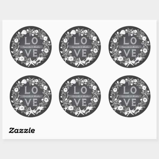 Chalkboard Seashells LIEBE Sticker (Blatt)