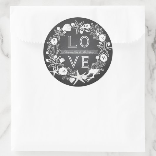 Chalkboard Seashells LIEBE Sticker (Tasche)