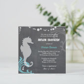 Chalkboard Seepferd Beach Brautparty Einladung (Stehend Vorderseite)