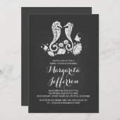 Chalkboard Seepferds Beach Brautparty lädt ein Einladung (Vorne/Hinten)