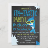 Chalkboard Shark Einladung zum Geburtstag (Vorderseite)