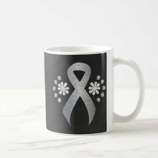 Chalkboard Silver Awareness Ribbon Kaffeetasse (Rechts)