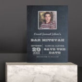 Chalkboard Silver Bar Mitzvah Foto Save the Date Ankündigungspostkarte