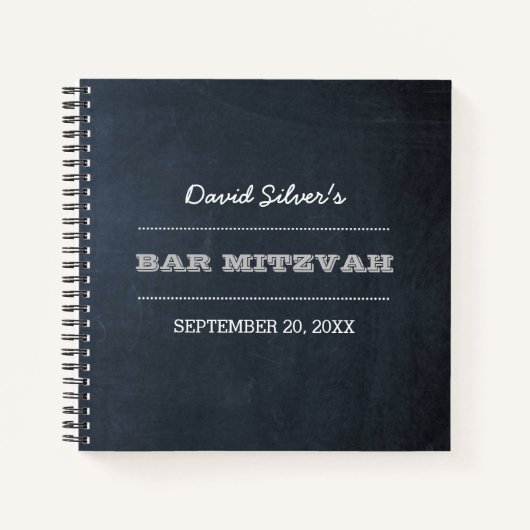 Chalkboard Silver Bar Mitzvah Gästebuch Notizblock (Vorderseite)